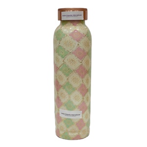 Botella de agua con acabado de esmalte de cobre puro de 1 litro, portátil ecológica para el hogar, la Oficina, uso al aire libre, personalizable. IEI 23 - Product Image 1