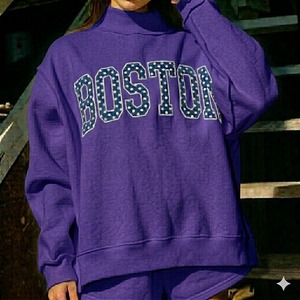 Women's Oversized Printed <b>Mock</b> <b>Neck</b> Streetwear Sweatshirt Autumn/Winter Solid Colors Casual Soft Knitted Polyester/Cotton - Product Image 2