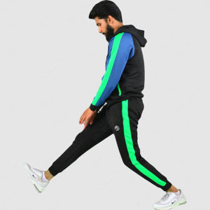 Survêtements pour hommes à panneau côtelé contrasté personnalisés de haute qualité 2 pièces survêtement de sport survêtement pantalon de survêtement tenues à capuche d'hiver solides - Product Image 4