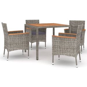 5 pezzi grigio Poly Rattan Patio Set da pranzo con cuscini mobili da esterno durevoli - Product Image 2
