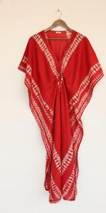 Vestido Maxi Kaftan Bohemio de Alta Calidad, Ecológico, 100% Algodón, con Encaje, Tie Dye, Cintura Elástica, Mangas Dolman, Lavable - Product Image 5