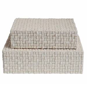 Hot Selling <b>Basket</b> Weave Pattern Resin Inlay Jewelry Box Resin Decorative <b>Storage</b> Box Resin Jewelry Organizer in Wholesale Price - Product Image 1