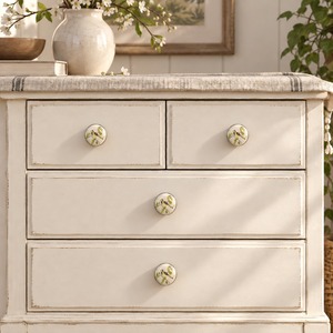 SHUBHAM Perilla Decorativa de Cerámica para Muebles, Diseño Floral de Pájaro, Tirador Redondo para Cajones con Base Metálica para Armarios y Cómodas - Product Image 5