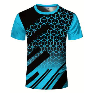 T-shirts à manches courtes pour hommes, motif quadrillé abstrait, nouvelle collection, fabrication sur mesure, vente en gros, OEM ODM - Product Image 1
