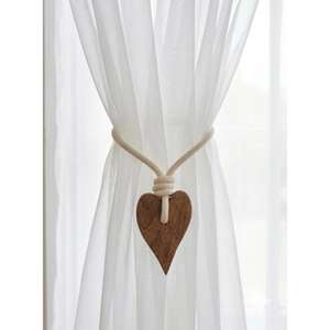 Wooden Heart Curtain Tieback Rope Decorative Curtain Holdback Handmade <b>Tie</b> <b>Back</b> for Drapes Window Accessories Modern Home Decor - Product Image 6