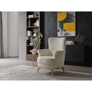 Zoe sedia in legno crema stile moderno con accenti oro come B009P303218 per soggiorno - Product Image 1