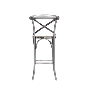 Taburete de bar metálico Vandana Vertex Vesta con asiento de madera de mango gris - Taburete de bar - Product Image 5