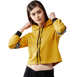 Sweat-shirt à capuche court pour femme, coupe oversize, avec logo personnalisé, vêtements de sport, fabricant de vêtements à marque privée - Product Image 5