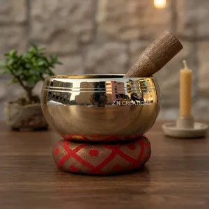 Cuencos Tibetanos de Latón Brillante Personalizables de Alta Calidad, Cuenco de Sonido para Meditación con Acabado Espejo, Estilo Budista - Product Image 1