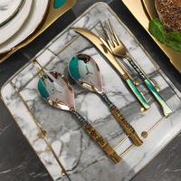 Utensilios de Cocina de Lujo Royal 304 #   Juego de Cubiertos para Ensalada Ecológicos con Acero Inoxidable 18/10 #   Cuchara y Tenedor con Mango de Bambú