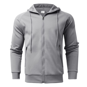 Ensemble survêtement homme hiver haute qualité avec sweat à capuche zippé et pantalon évasé, personnalisable, 100% coton molletonné respirant, logo rouge - Product Image 6