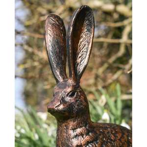 Escultura de Conejo de Bronce con Orejas Grandes, Figura de Conejo Antigua Hecha a Mano, Decoración de Pascua, Adornos, Artículos de Jardín - Product Image 4