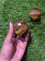 Bola Mata Harimau Batu Akik Poles Bola Batu Alam Koleksi Seni Barang Dekoratif Pola Mata Harimau Warna Oranye Coklat