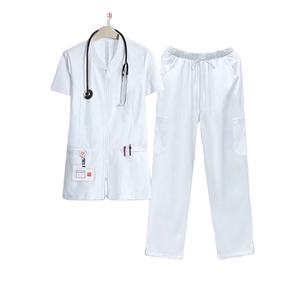 Tenues médicales en polyester/coton tissé pour femmes, ensembles deux pièces à manches courtes, vêtements de travail d'hôpital, uniforme blanc de médecin - Product Image 4