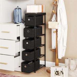 Cassettiera Moderna Minimalista a 5 Cassetti con Piano in Legno Industriale, Versatile come Tavolino/Comodino, Piano d'Appoggio Incluso - Product Image 6