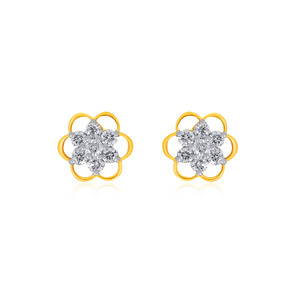 Boucles d'oreilles Eternal Bloom en diamant, luxueuses, motif floral, diamant blanc de laboratoire, finition or jaune, bijoux fins pour mariée - Product Image 1