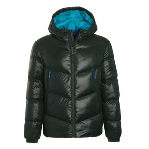 Nylon/Polyester Men's Casual Wear Hooded Puffer Jackets Full Sleeves Zip-Up Street Style Heavyweight Quilted Puffer Jackets - Product Image 4