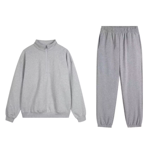 Sudadera Deportiva de Invierno-Primavera con Logotipo de Letras - Corte Holgado - Unisex - Conjunto con Cierre de 1/4 - Product Image 2