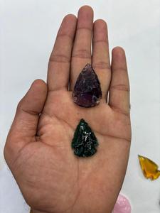 Multicolor Glass Arrowhead Rough Stone Purple Green Yellow for Jewelry Making Craft Decor Valentine's Day Wholesale Carved Folk - Product Image 4