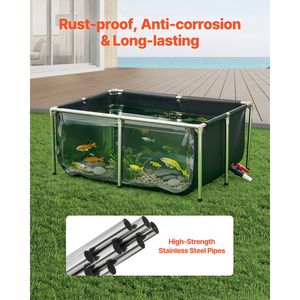 Vasca per Pesci Rossi Rettangolare in PVC da 475 Litri con Pannello Trasparente, Acquario Fuori Terra e Accessori - Product Image 4