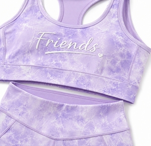 Women Yoga <b>Set</b> <b>Tie</b> <b>Dye</b> Purple Gradient 2 Piece Crop Top High Waist Leggings Full Length Spandex Polyester Four Way Stretch - Product Image 3