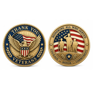 Pièce de monnaie commémorative personnalisée pour la reconnaissance des anciens combattants américains, style antique, vente en gros, cadeau de service en vrac - Product Image 2