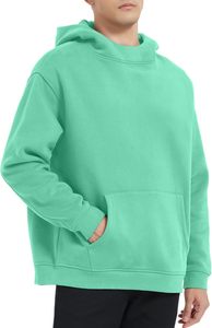 Sweat-shirt à capuche pour homme, couleur unie, en molleton, coupe décontractée, pour l'automne, avec poche verte, en coton tricoté - Product Image 4