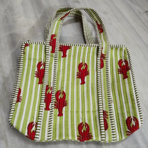 Cotton Tote <b>Bag</b> Manufacturer India Jaipur Quilted & Printed Supplier Block Print <b>Fabric</b> Handbags Custom Reusable Shopping <b>Bags</b> - Product Image 1