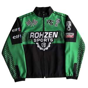 Custom Unisex Racing Motorcycle <b>Bomber</b> <b>Jacket</b> Full Zip Windbreaker % Cotton <b>Summer</b> Embroidered Logo Streetwear Motorsport - Product Image 1