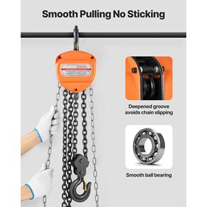 Paranco a Catena Manuale da 1 Tonnellata con Altezza di Sollevamento di 6m e Catena Zincata G80 - Product Image 4