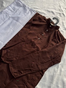 Best Quality <b>Men</b> Brown Embroidered <b>Kurta</b> Clothing Set Elegant Ethnic Wear <b>For</b> Festive Wedding And Special Occasions <b>For</b> Sale - Product Image 3