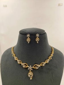 Elegante y exquisito conjunto de collares de diamantes de oro rosa y blanco Colección de joyas Premium con collares de diamantes Premium - Product Image 3