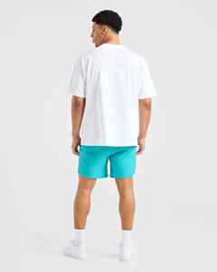 Shorts de bain pour homme en vert menthe uni, à séchage rapide, avec taille élastique et poches, shorts décontractés, shorts personnalisés pour homme, vêtements de sport - Product Image 6
