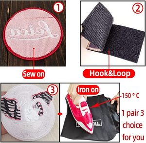 Patch circulaire brodé à coudre ou thermocollant en feutre non tissé avec boucle auto-agrippante pour vêtements - Product Image 1