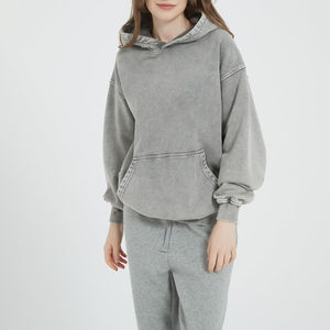 Sudaderas con Capucha de Felpa Lavadas al Ácido para Mujer, Venta al por Mayor, Personalizables, con Impresión Digital Frontal, Teñido Liso, para Uso en Invierno, OEM - Product Image 5