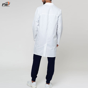 Bata de laboratorio protectora para manipulación de químicos, bata de laboratorio a medida para hombre, de manga larga, bata de ciencia unisex larga con solapa con muescas - Product Image 4
