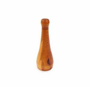 Vase bouteille conique vintage en bois massif, fait main, grain naturel, pot en bois haut, décoration de table rustique - Product Image 1