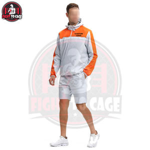 Wholesale Rate Men's Outdoor Athletic Set Half-Zip Hooded <b>Windbreaker</b> Jacket Matching Training Shorts 2-Piece Breathable Casual - Product Image 3