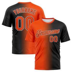 Maillot de football personnalisé orange et noir avec nom et numéro, pour hommes, femmes et enfants, tenue de club - Product Image 1