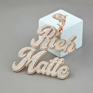 Colgante Personalizado con Nombre Iced Out, Colgante de Letra Bling con Diamantes de Moissanita, Joyería de Plata Estilo Hip Hop, Colgante de Lujo. - Product Image 3