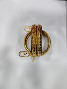 22K <b>Solid</b> <b>Gold</b> Carved <b>Bangles</b> Pair Traditional Indian Kangan Bridal Engagement Wedding Party Gift Fine Jewelry - Product Image 3