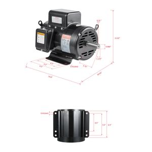 Compressore d'aria elettrico monofase 5HP 230V 25 Ampere 56HZ con telaio 3450RPM, albero con chiavetta da 7/8'' e lunghezza 2.25'', AC 4KW CCW/CW - Product Image 6