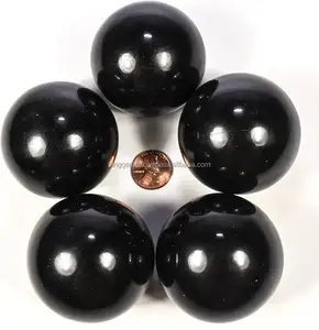 ลูกบอลคริสตัลหินอาเกตแบบอินเดียทรงกลมสีดำทรงกลมใช้ในการบำบัดการบำบัดหินอาเกตอัญมณีสีดำทรงกลม