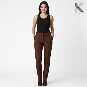 Women Casual Pants Stretch Trousers Dobby Cotton Poly Spandex 215GSM <b>Peach</b> Finish Ladies Pants OEM ODM Bulk Supplier - Product Image 2