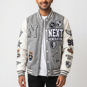 Veste de baseball personnalisée pour homme, style varsity, avec broderies et patchs, col boutonné, veste varsity pour homme - Product Image 6