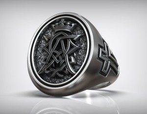 925 Sterling Silver Black Oxidized Celtic Knot <b>Gothic</b> Signet <b>Ring</b> - Product Image 1