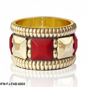 Bracelet Kada ethnique plaqué or pour femme, manchette épaisse et imposante avec rubis rouges, bijoux de mode indiens traditionnels pour mariée - Product Image 5