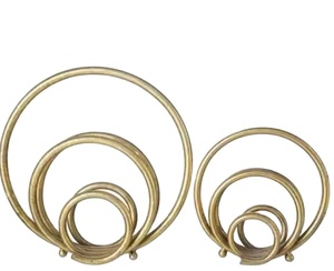 Premium Quality Unique Design Customized Size Metal Round Abstract Design <b>Sculpture</b> Set of Two Metallic <b>Gold</b> for Table - Product Image 1