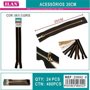 Cerniera Ilan 20Cm con Denti in Metallo Grigio, Accessorio per Abbigliamento - Product Image 3