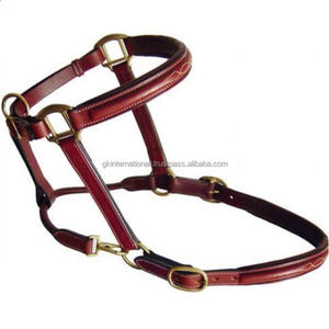 Cabestro de cuero genuino de lujo, doblemente ajustable, con costuras en contraste y acolchado, duradero, y equipo de carreras ecuestres. - Product Image 5